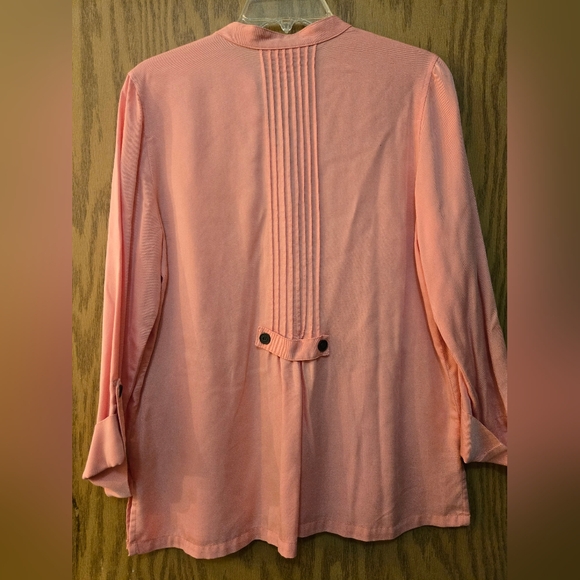 Pretty peach colored, long sleeve button-up blouse. Great condition. - Picture 3 of 7